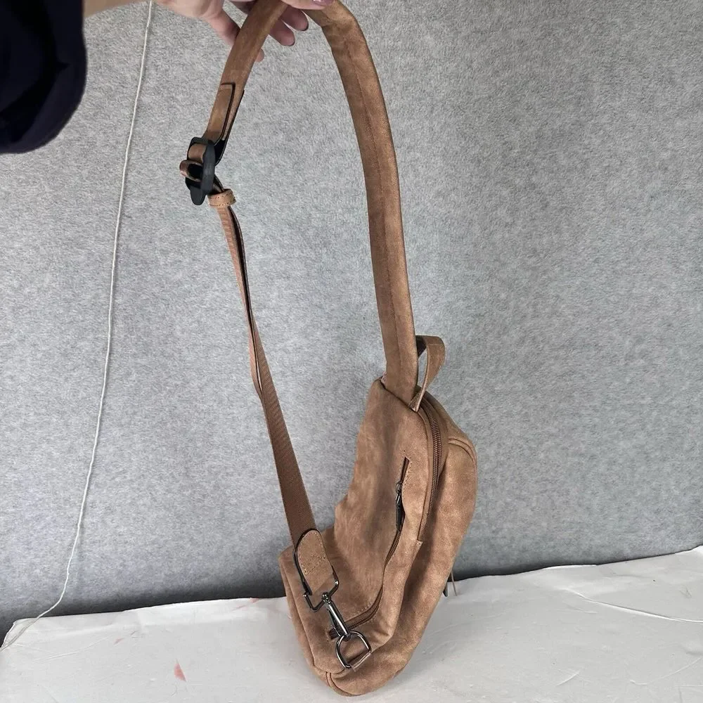 FADEON Leather Backpack Purse Brown Suede‎ Ladies Shoulder One Strap Small Boho